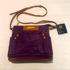 Adrienne Vittadini 🔥 NWT nylon crossbody purple shoulder handbag purse 10”x11”